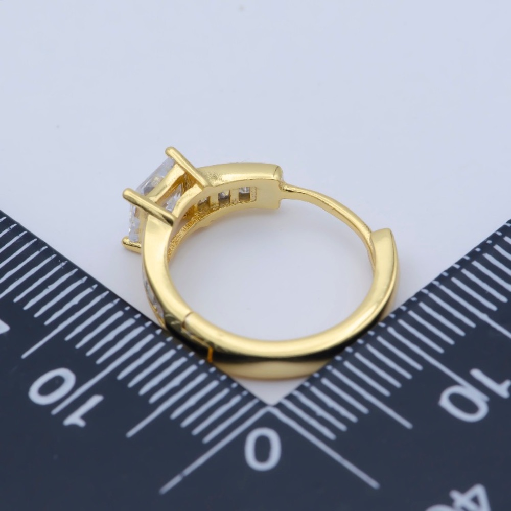 14K Gold Dainty CZ Hoop Earrings - Picture 4 of 4